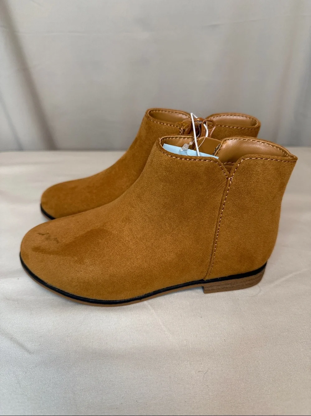 Cat & Jack kids light brown cognac Penelope ankle boots zippers new faux suede